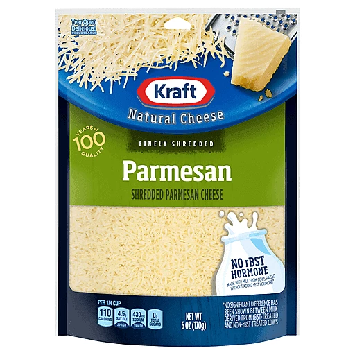 Kraft Parmesan Finely Shredded Cheese, 6 oz Bag
