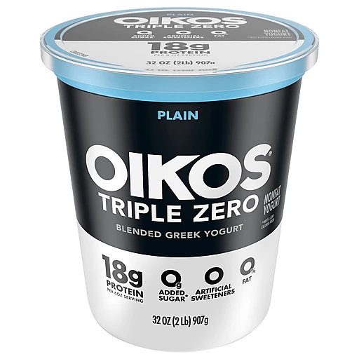 Oikos Triple Zero Nonfat Blended Greek Plain Yogurt 32 oz