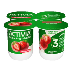 Activia Strawberry Probiotic Lowfat Yogurt, 4 Pack