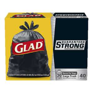 Glad Quick-Tie Large Trash Bags 30 Gallon, 40 Count