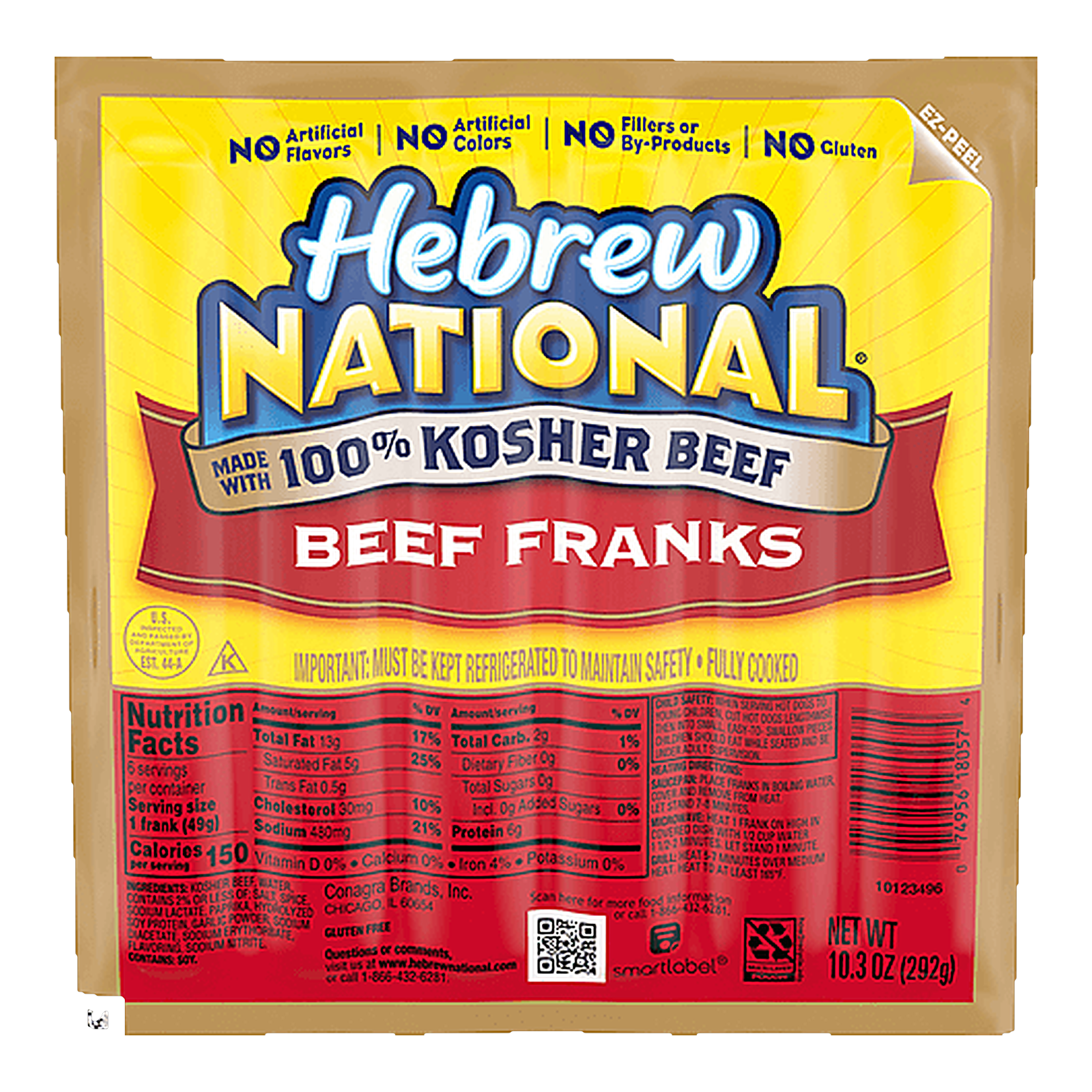 Hebrew National Beef Franks, 6 Count