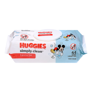 Huggies Simply Clean Fragrance-Free Baby Wipes, 64 Count