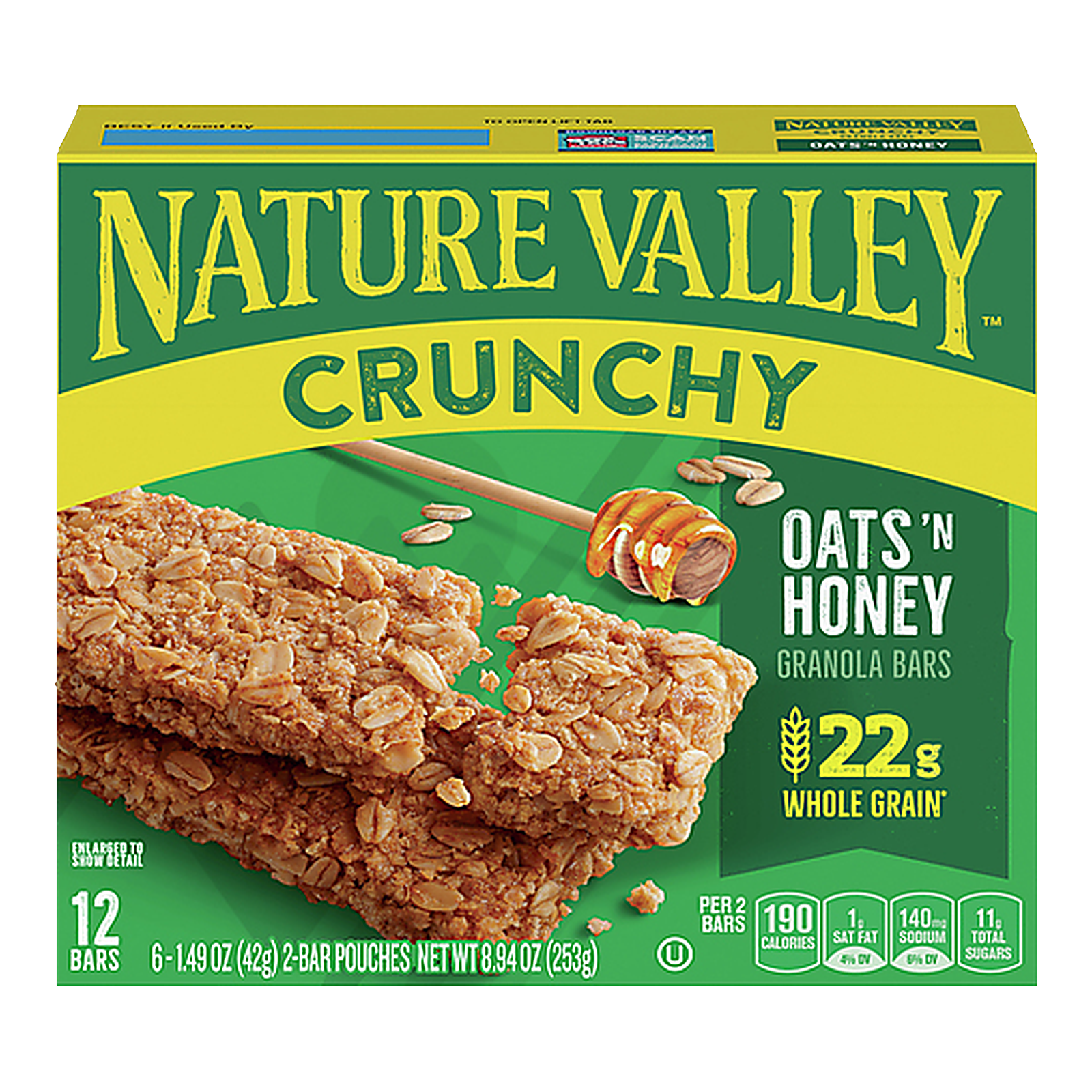 Nature Valley Oats ’n Honey Crunchy Granola Bars, 6 Pouches